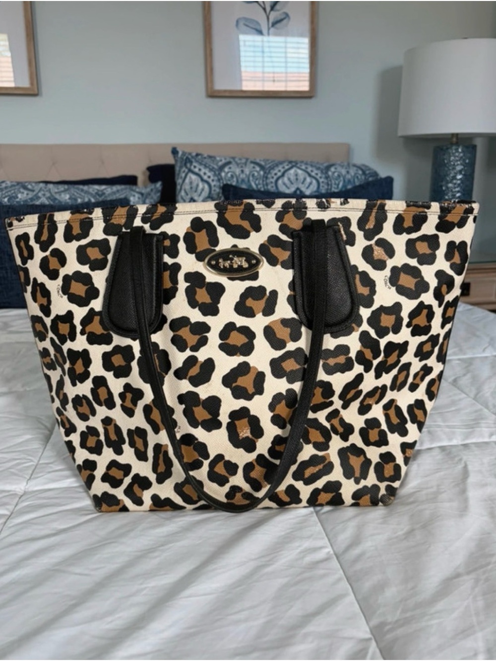 Coach Leopard-Print Canvas Tote in Cream, Brown & Black